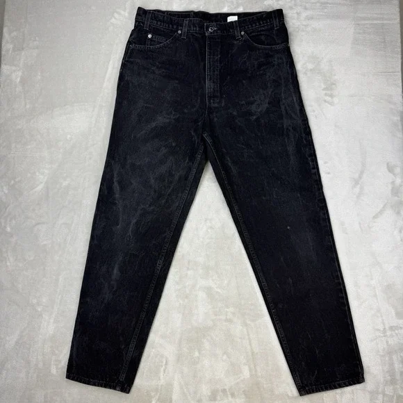 Vtg 90s Levi's 550 Black Orange Tab Jeans USA 38x32‎ (36x32) Grunge Tapered Fit